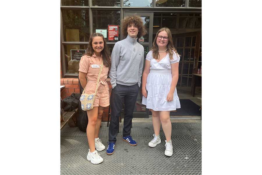 19th July Ellie Beverage and Sarah McCready interviewed by Nihal Arthanayke BBC Radio 5 Live from West Brewery Glasgow. Pictured with John Dylan Tomas